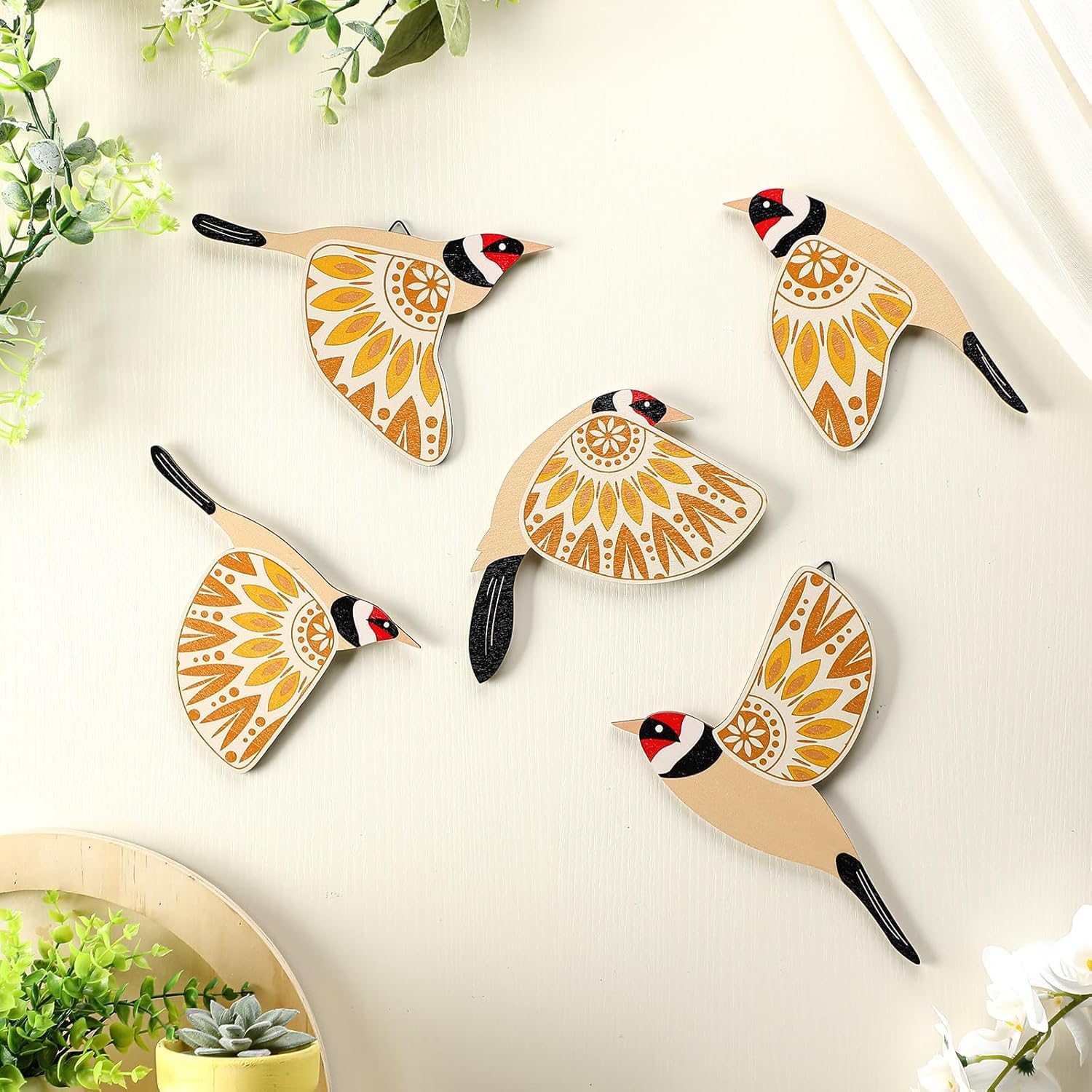 Buy Bhikham Creation Set of 5 Wooden Bird Magnets | 3D Printed